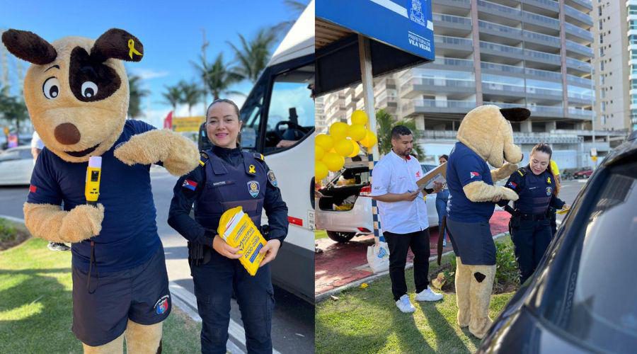 Guarda Municipal e Detran promovem ação conjunta na orla em apoio ao Maio Amarelo