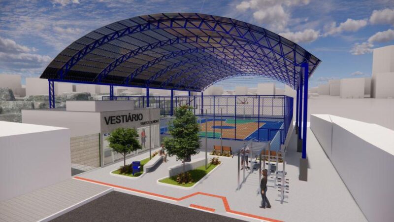 Prefeito autoriza nesta quinta-feira obra da quadra esportiva de Santos Dumont