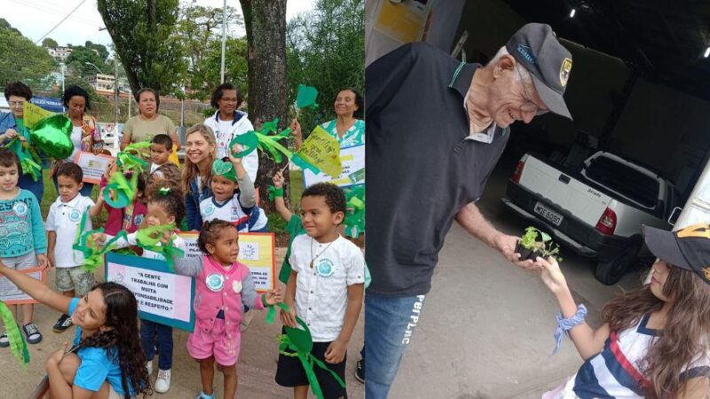 Caminhada ecológica mobiliza estudantes na distribuição de 10 mil mudas