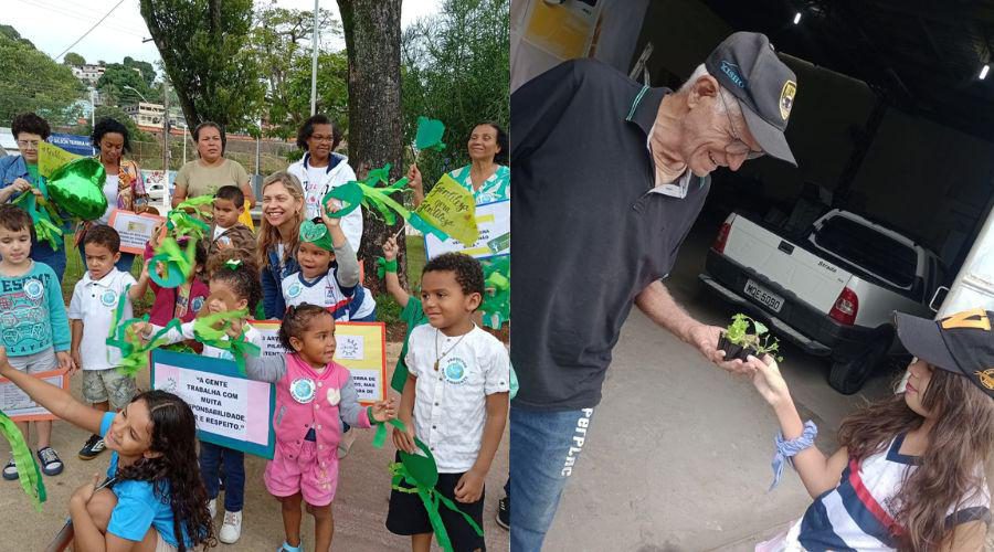 Caminhada ecológica mobiliza estudantes na distribuição de 10 mil mudas