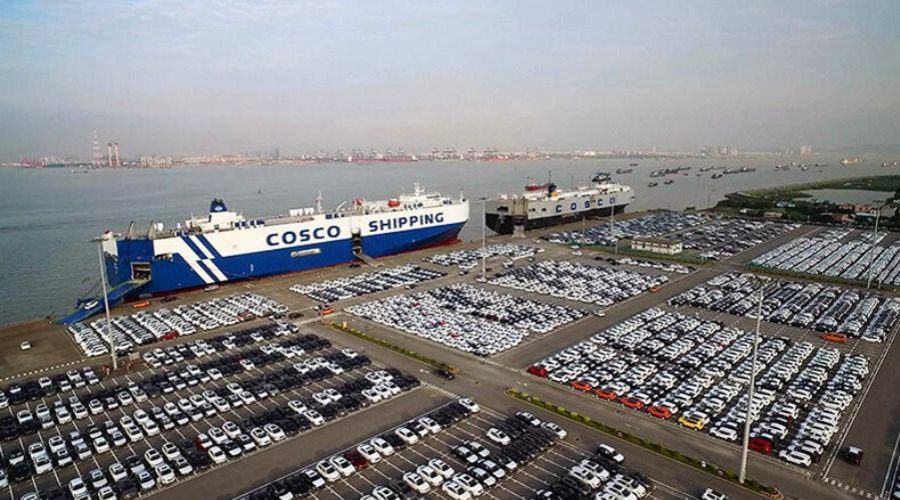 Novo navio chinês fará viagem inaugural e levará 3 mil carros para Vila Velha