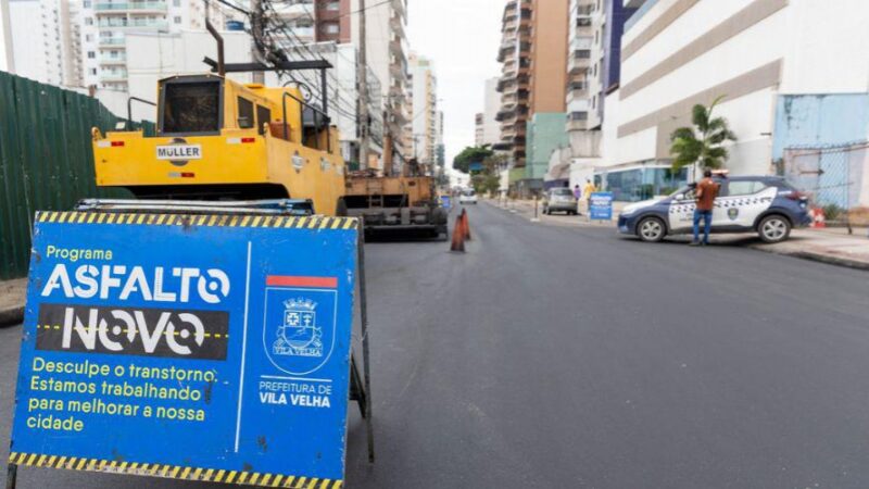 ​ Ruas da Praia da Costa recebem recapeamento do Programa Asfalto Novo