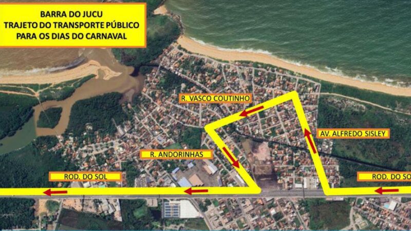 Confira as alterações no itinerário do ônibus na Barra do Jucu durante o carnaval